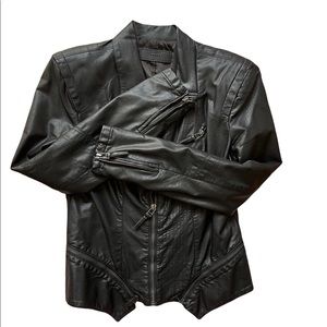 BlankNYC Black faux leather motto jacket-size Small